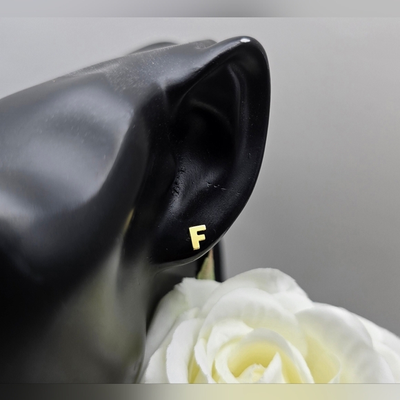 DAINTY INITIAL GOLDEN STERLING SILVER STUDS - Picture 10 of 16